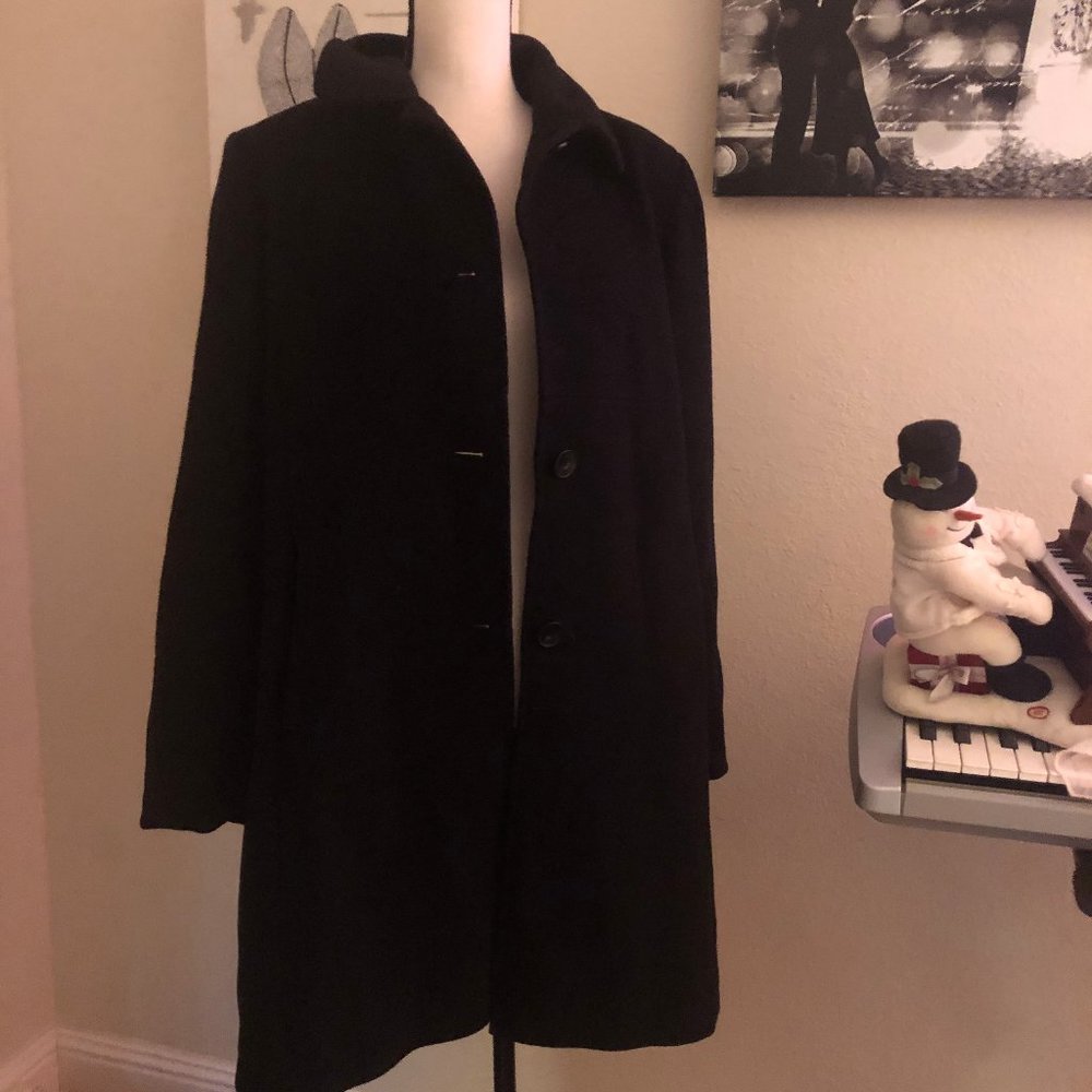 Larry Levine Black Wool Blend Pea Coat